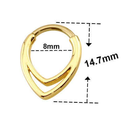 Surgical Steel 16 Gauge Hinged Teardrop Segment Rings Double Lined
