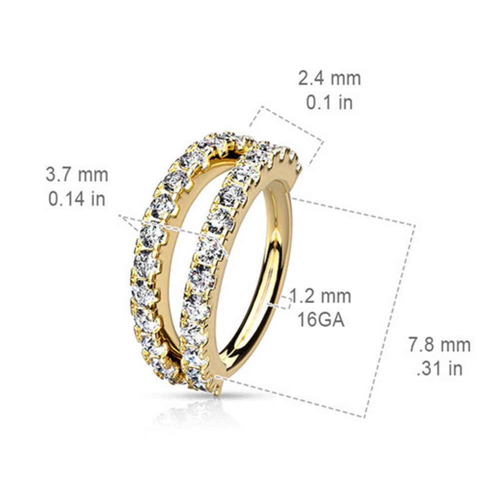 Surgical Steel 16 Gauge Double Lined CZ Bendable Hoop - 8mm - photo 2