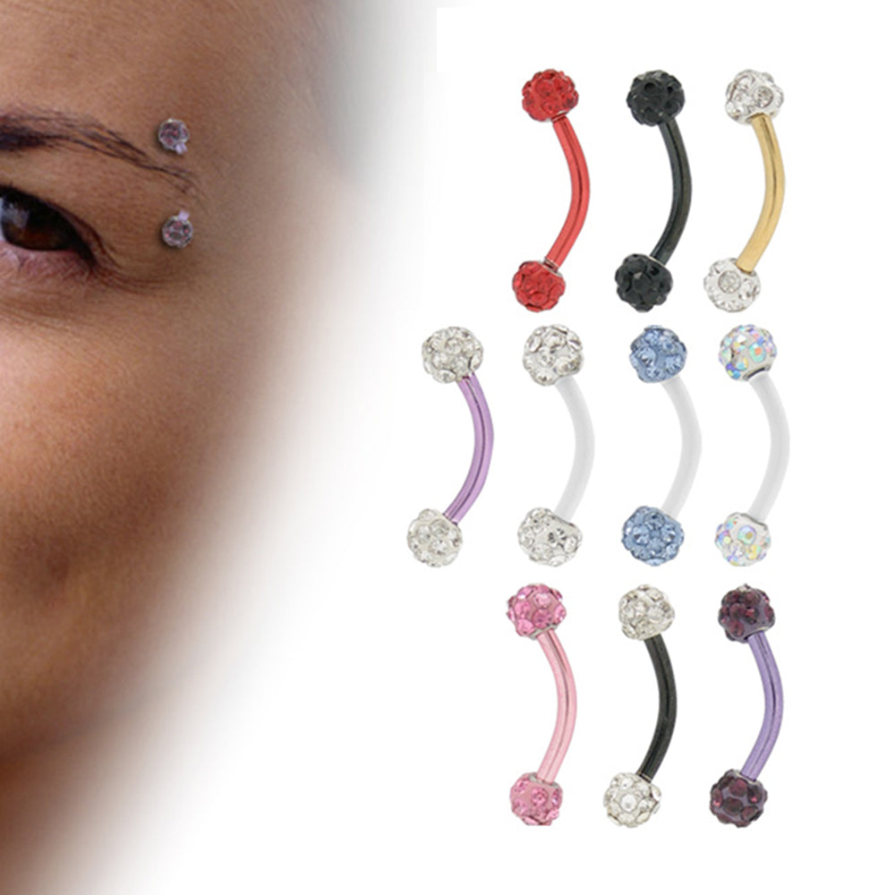 Surgical Steel 16 Gauge Curved Eyebrow Barbell with Ferido Balls