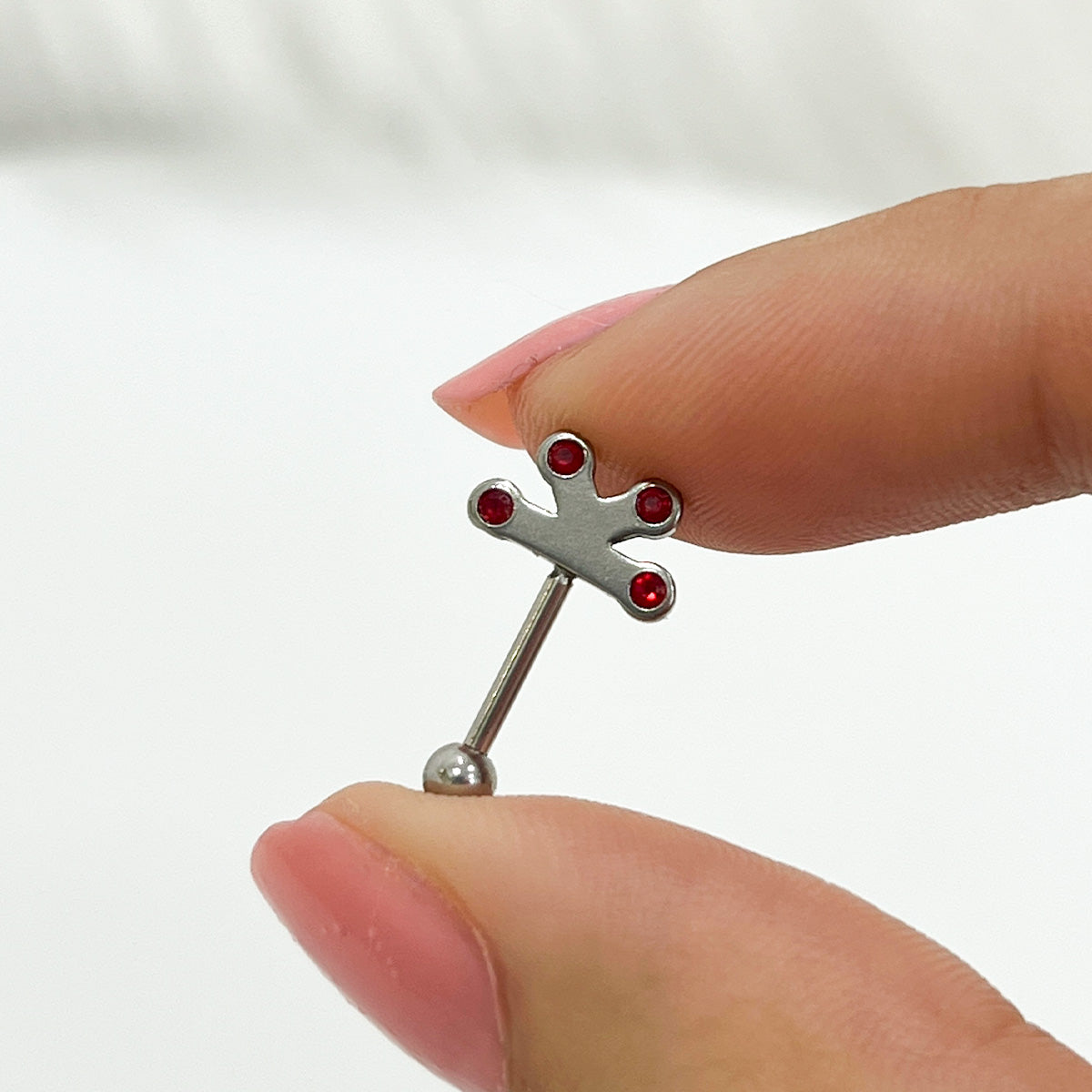 Surgical Steel 16 Gauge Straight Eyebrow Barbell with CZ Flower - photo 4