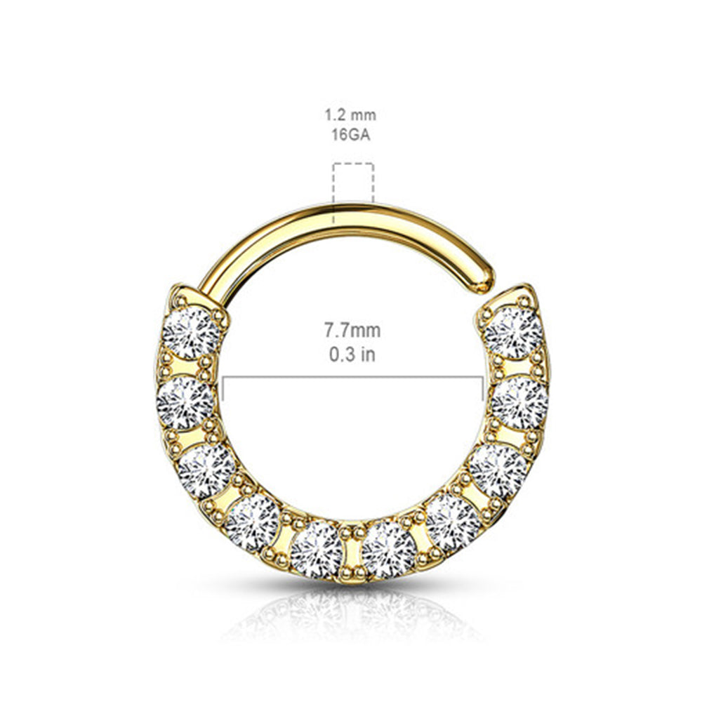 Surgical Steel 16 Gauge Front Facing Paved CZ Bendable Hoop - photo 3