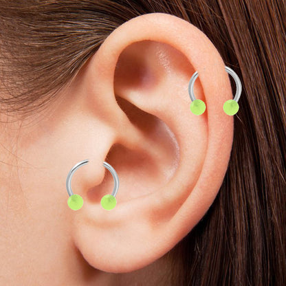 Surgical Steel 16 Gauge Horseshoe Barbell with Glow Acrylic Ball - photo 2