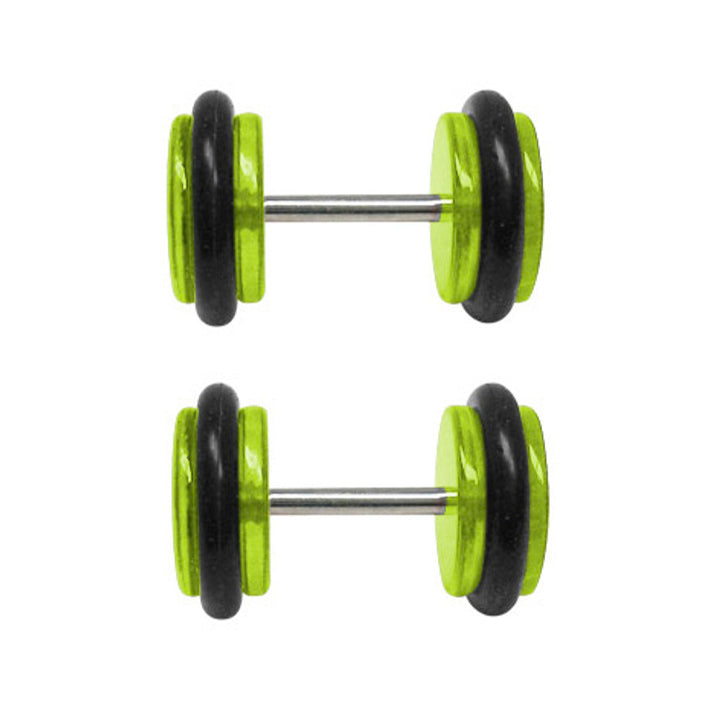 Acrylic 16 Gauge Green Fake Plugs with USA Flag - Pair - photo 2