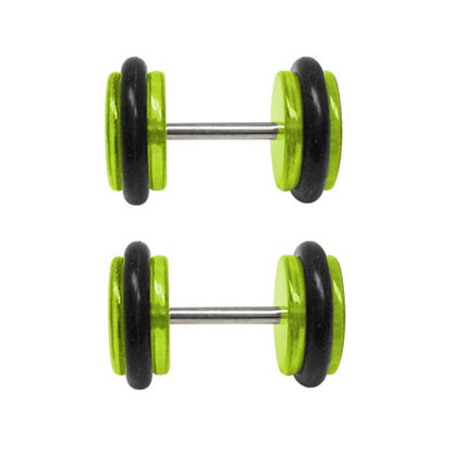 Acrylic 16 Gauge Green Fake Plugs with USA Flag - Pair - photo 2