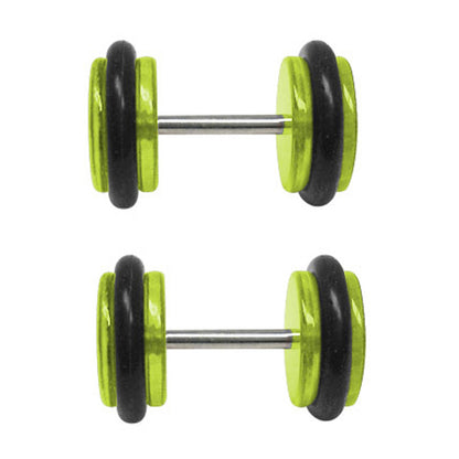 Acrylic 16 Gauge Green Fake Plugs with Puerto Rico Flag - Pair - photo 2