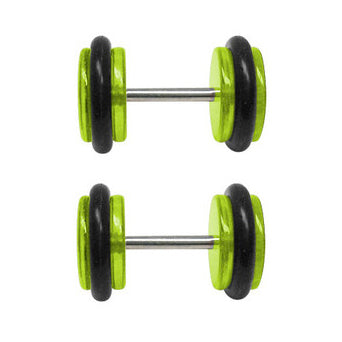 Acrylic 16 Gauge Green Fake Plugs with Skull - Pair - photo 2