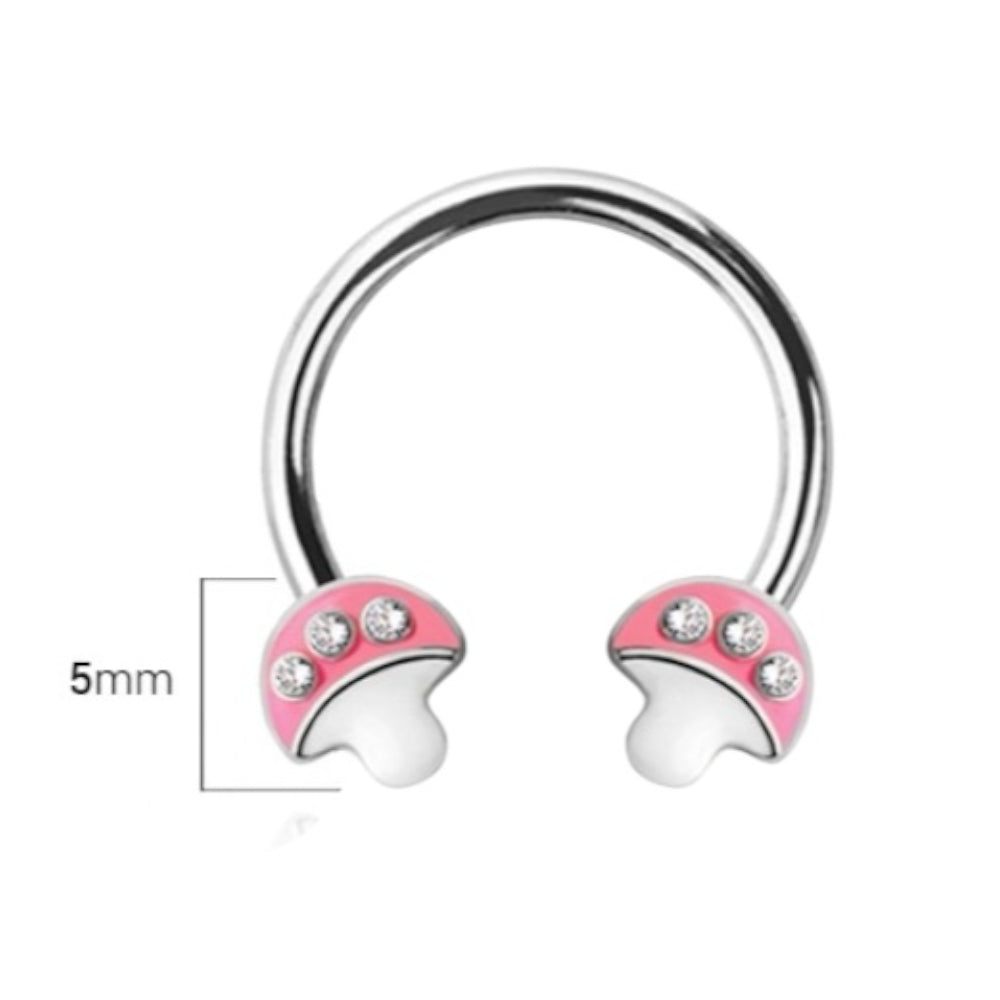 Surgical Steel 16 Gauge Green Mushroom Horseshoe Barbell 10mm