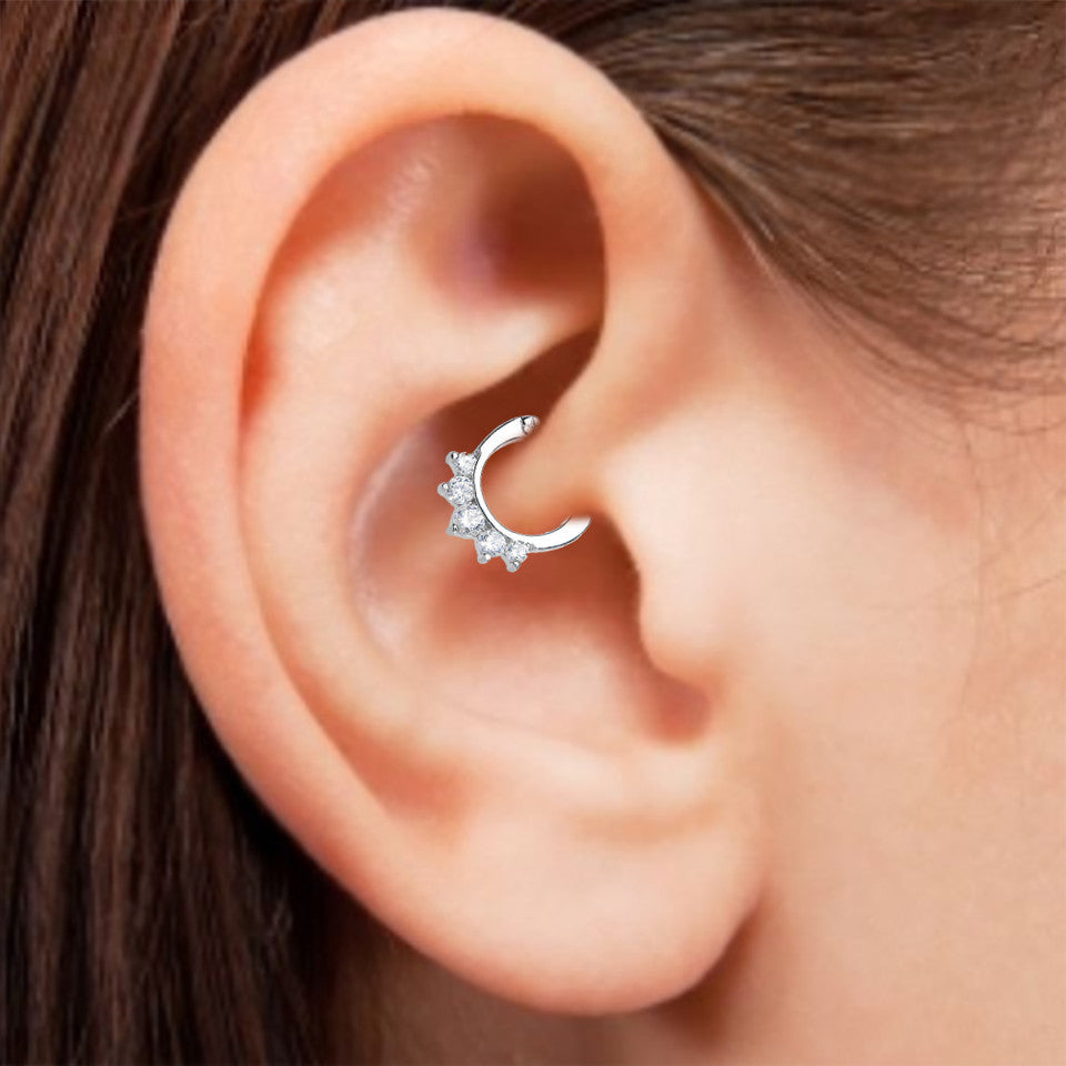 Surgical Steel 16 Gauge Hinged Clicker Segment Ring with Paved CZ - photo 2