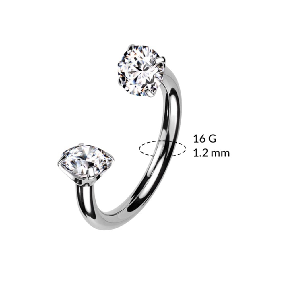 Surgical Steel 16 Gauge Horseshoe Circular Barbell with Prong CZ Gem