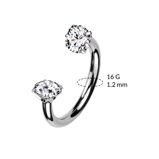 Surgical Steel 16 Gauge Horseshoe Circular Barbell with Prong CZ Gem