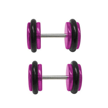 Purple Acrylic 16 Gauge Fake Ear Plugs with USA Flag - Pair - photo 2
