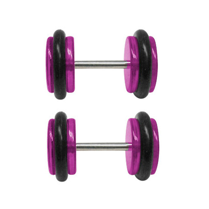 Purple Acrylic 16 Gauge Fake Ear Plugs with Pimp Crown - Pair - photo 2