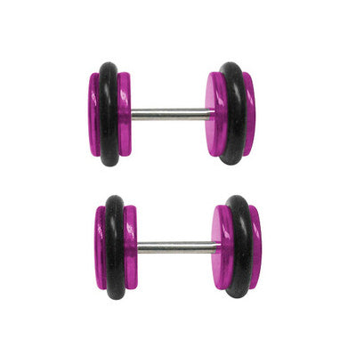 Purple Acrylic 16 Gauge Fake Ear Plugs with Skull - Pair - photo 2
