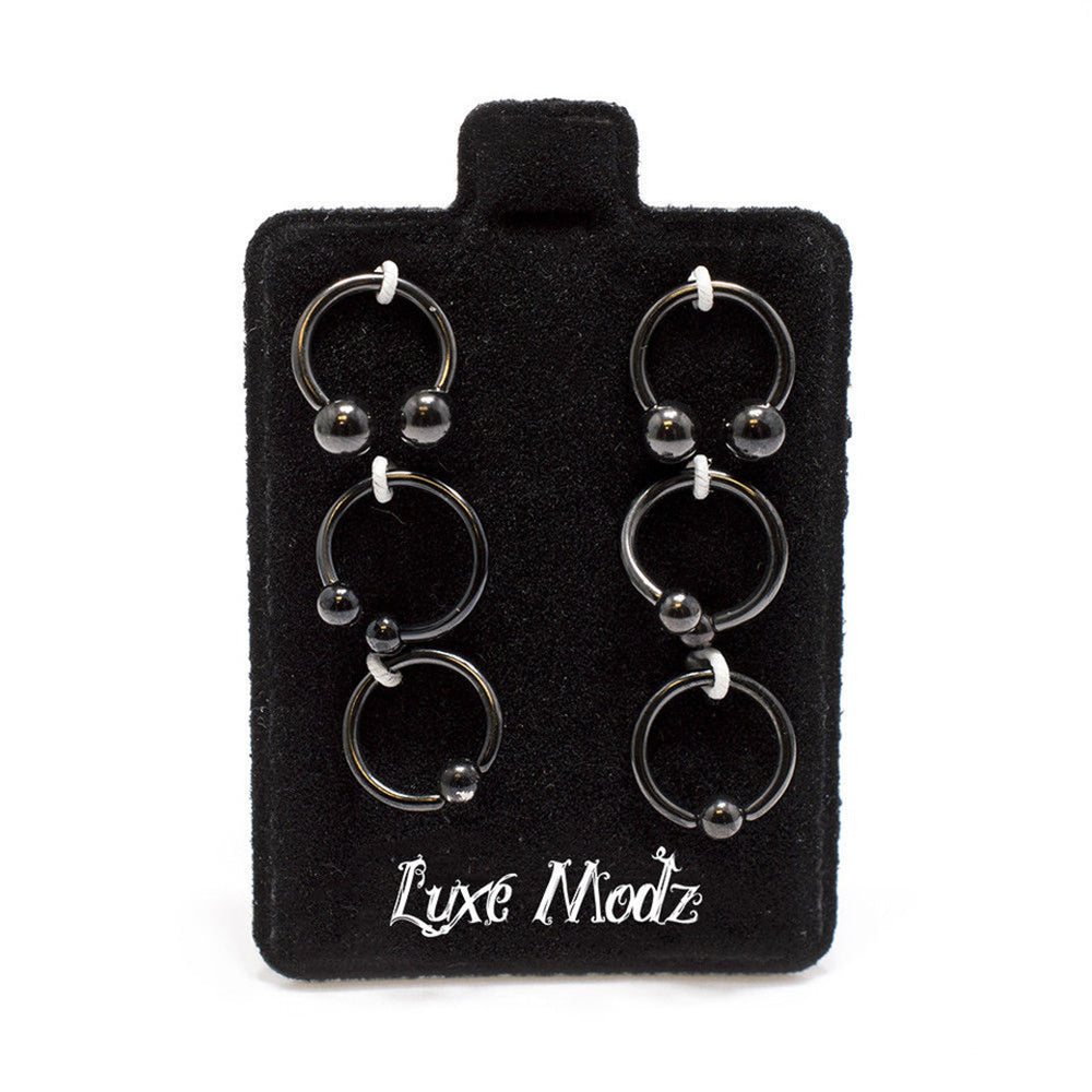 Black PVD Surgical Steel 16G Twist Captive Bead Rings 8mm - 6 Pack