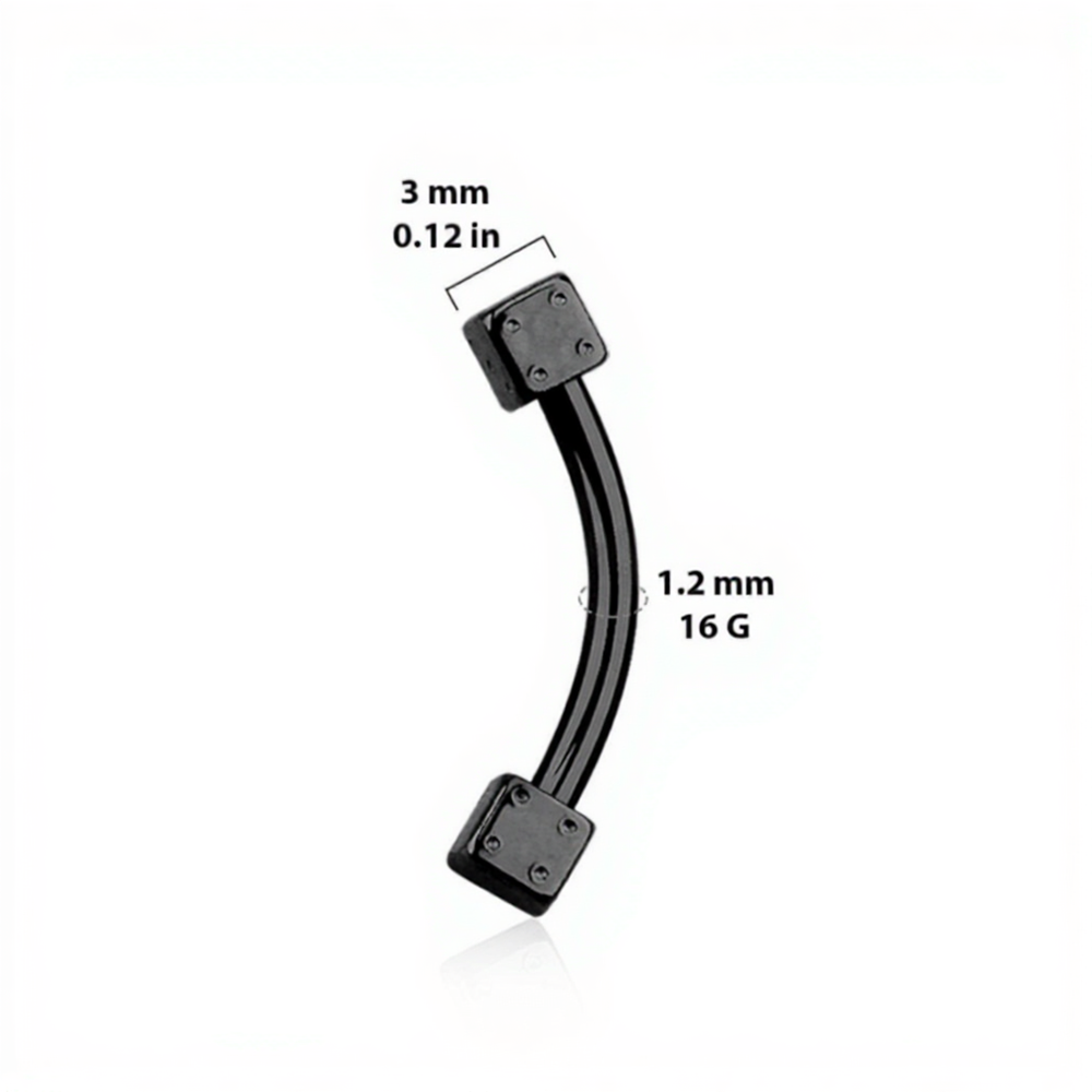 Surgical Steel 16 Gauge Curved Barbell with PVD Dice Ends - photo 2