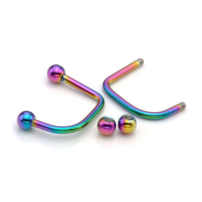 Surgical Steel 16 Gauge Rainbow PVD Lippy Loop Labret with Balls - photo 2