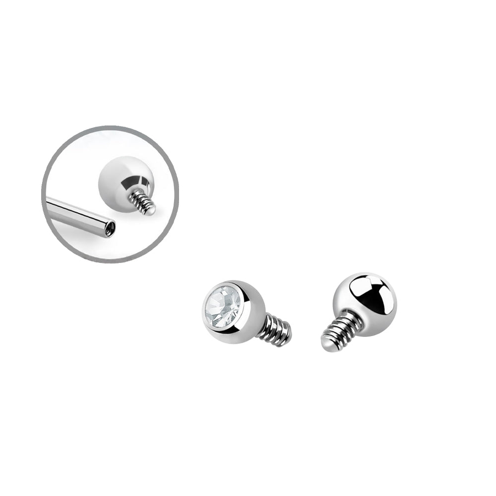 Titanium internally threaded CZ replacement ball tops