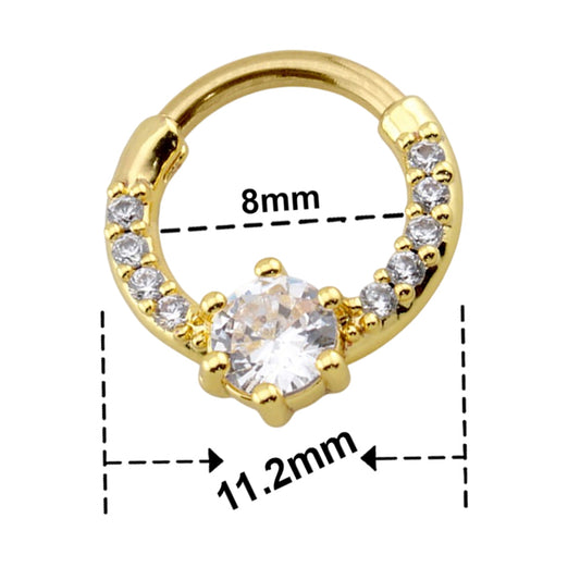 Surgical Steel 16 Gauge Hinged Segment Rings with Paved Round CZ