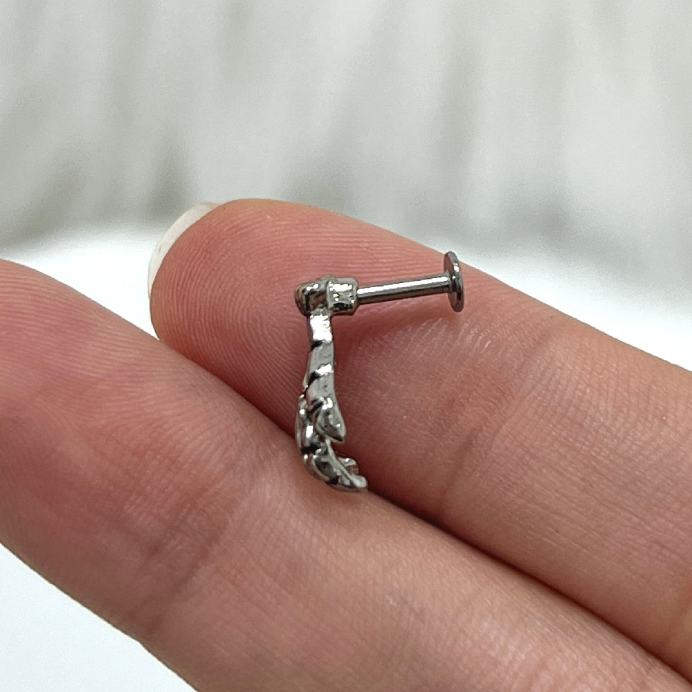 Surgical Steel Flat Back Labret Stud 16G 6mm & 8mm with Skeleton Hand - photo 4