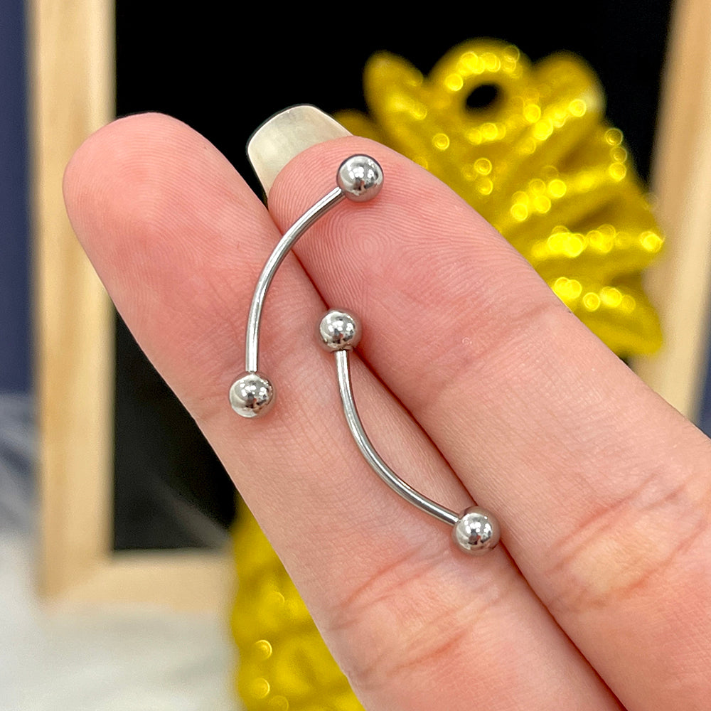 Surgical Steel 16 Gauge Curved Barbell Ball End Snake Eyes - 3 Pack - View 3