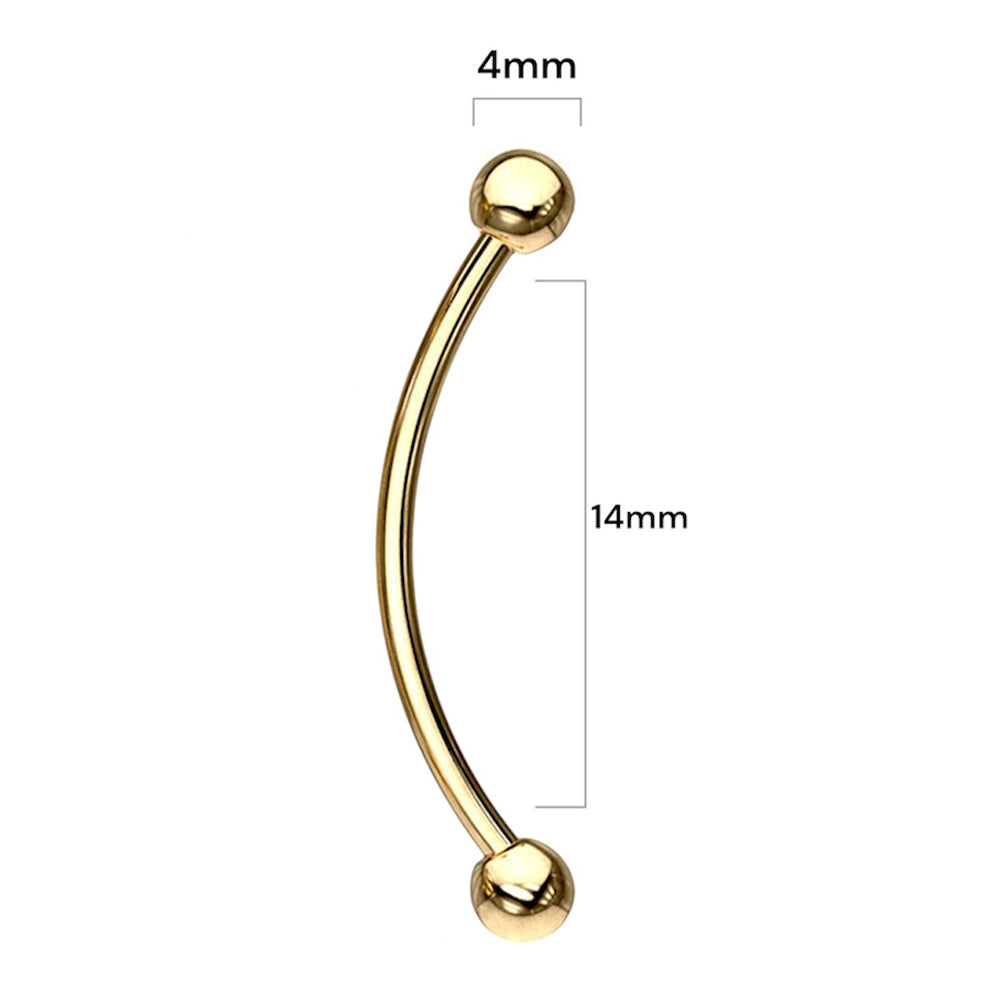 Surgical Steel 16 Gauge Tongue Barbell with PVD Bent Snake Eyes - photo 2