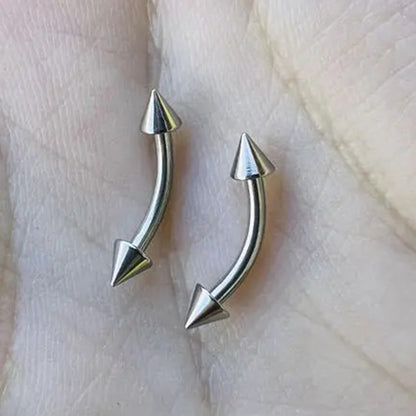 Surgical Steel 16 Gauge Curved Barbell with Spike Ends - photo 2