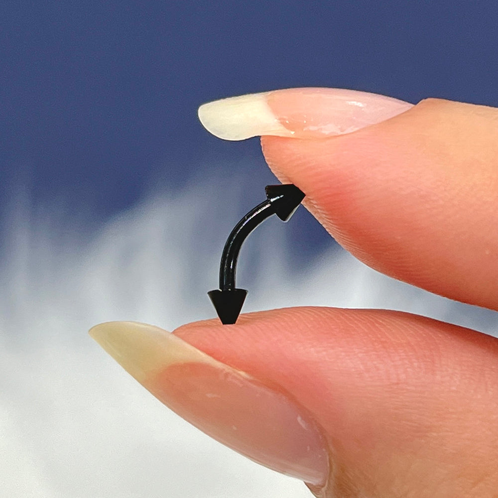 Surgical Steel 16 Gauge Curved Eyebrow Barbell with Black Spike - photo 4