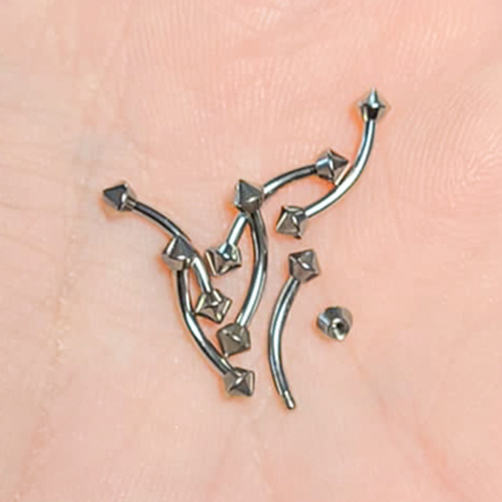 Surgical Steel 16 Gauge Curved Eyebrow Barbell with Spike - photo 3