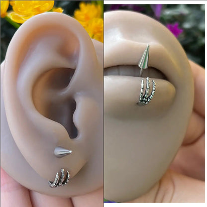 Surgical Steel Dragon Hand Claw Lip Ring 16 Gauge 10mm - photo 3