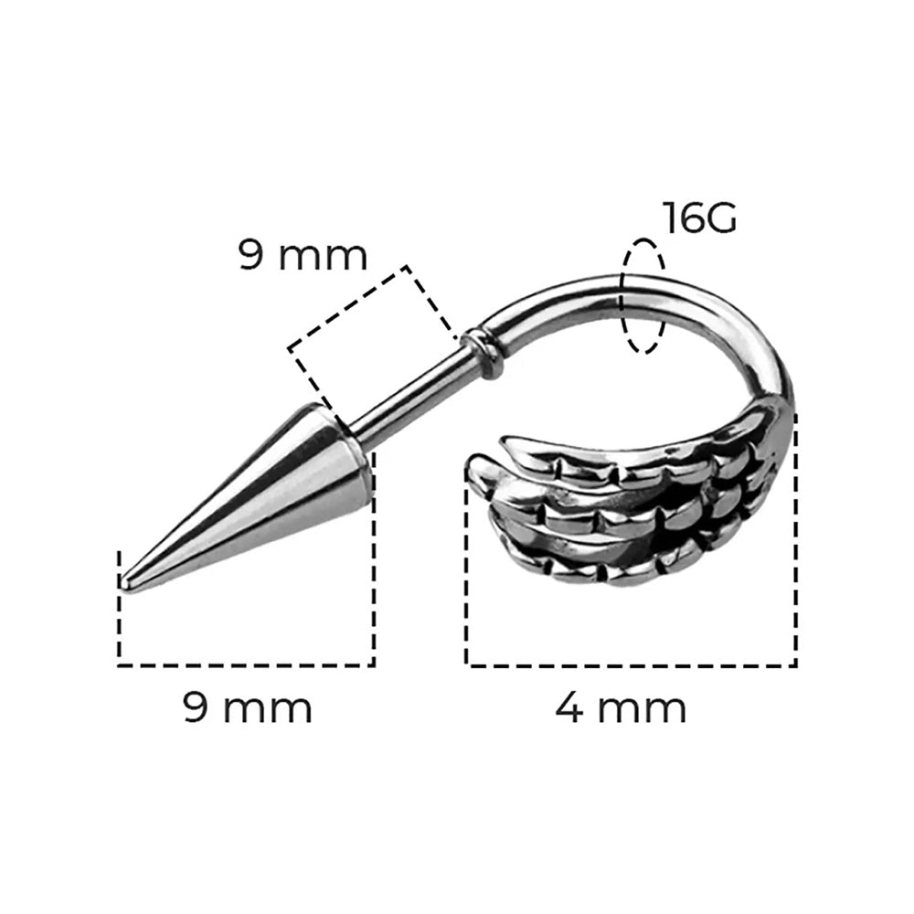Surgical Steel Dragon Hand Claw Lip Ring 16 Gauge 10mm - photo 2