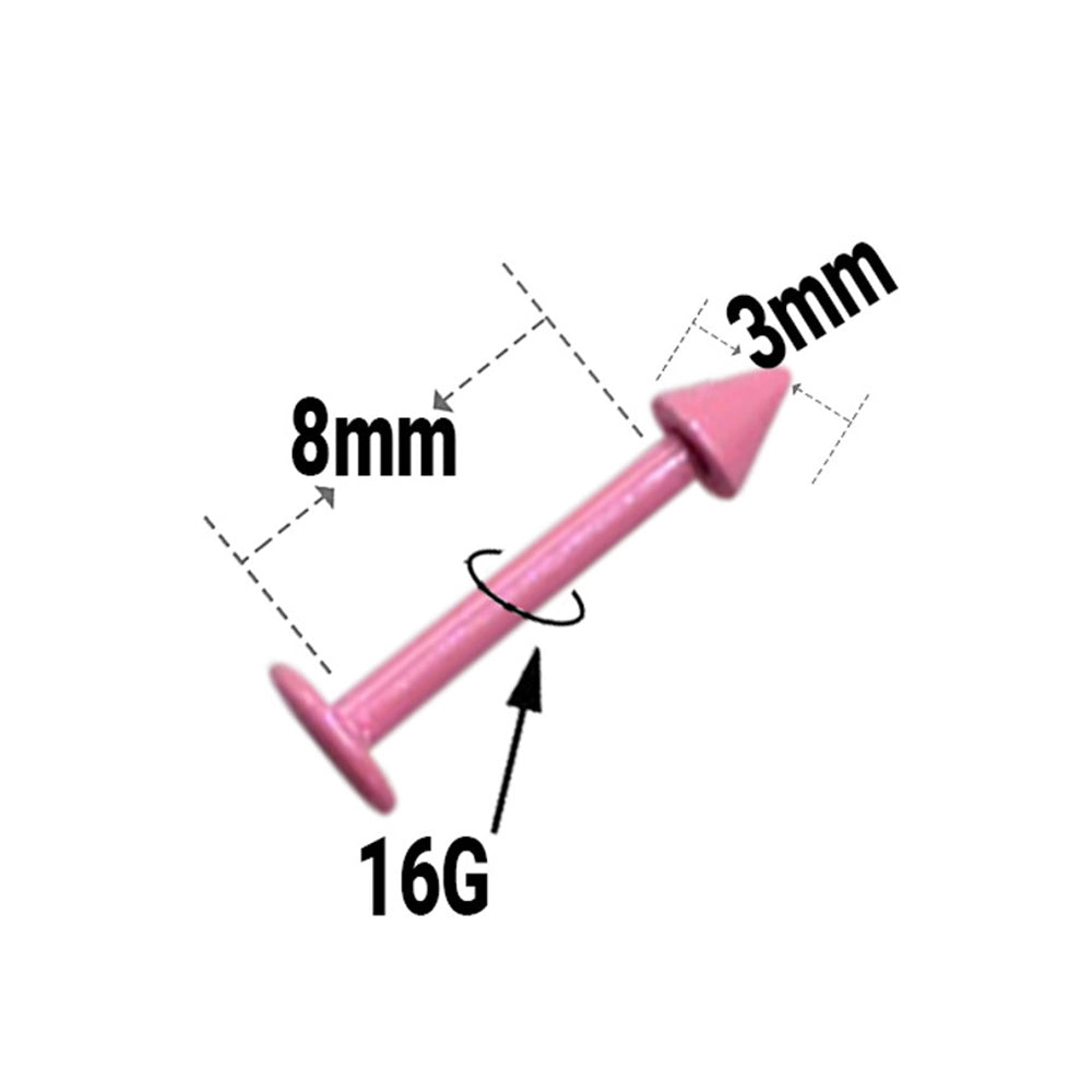 Surgical Steel Spike Top Labret Studs UV Colors 16 Gauge 8mm - 5 Pack - photo 2