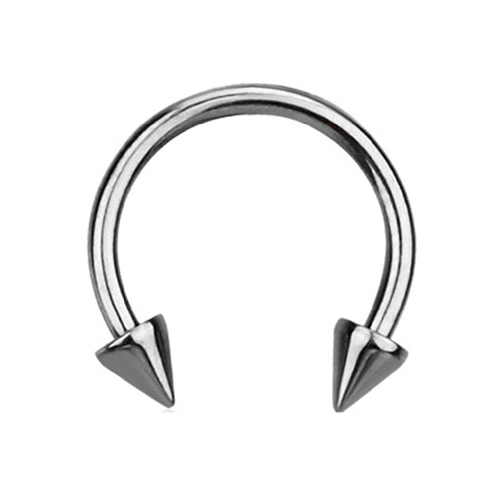 Titanium 16 Gauge Sterilized Spike Horseshoe Circular Barbell - photo 2