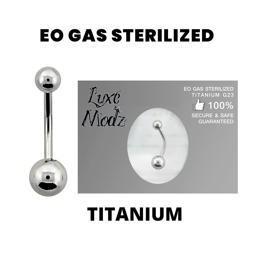 Titanium 16 Gauge Sterilized Belly Ring with 5mm and 6mm Balls