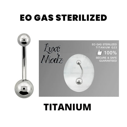 Titanium 16 Gauge Sterilized Belly Ring with 5mm and 6mm Balls