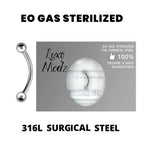 Surgical Steel 16 Gauge Curved Barbell Sterilized Ball Ends