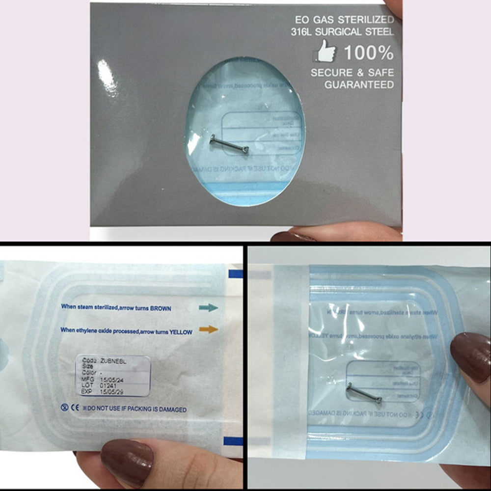Surgical Steel 16 Gauge Sterilized CZ Labret Studs
