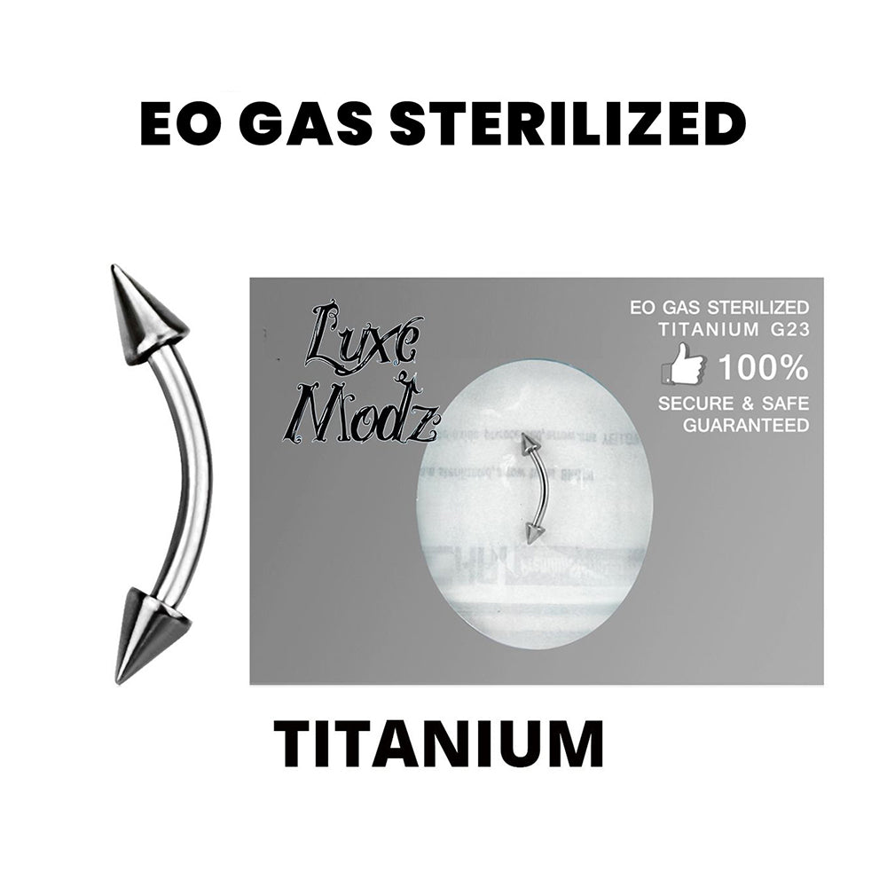 Titanium 16 Gauge Sterilized Eyebrow Spike Curved Barbell