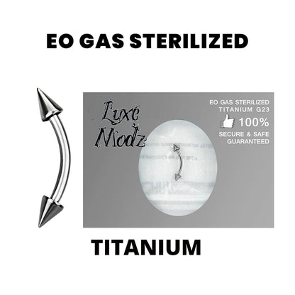 Titanium 16 Gauge Sterilized Eyebrow Spike Curved Barbell