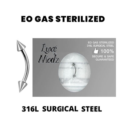 Titanium 16 Gauge Sterilized Spike Curved Barbell
