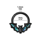 Surgical Steel Hinged Segment Ring 16 Gauge Abalone Bat Wings - Kruelty - Photo 4