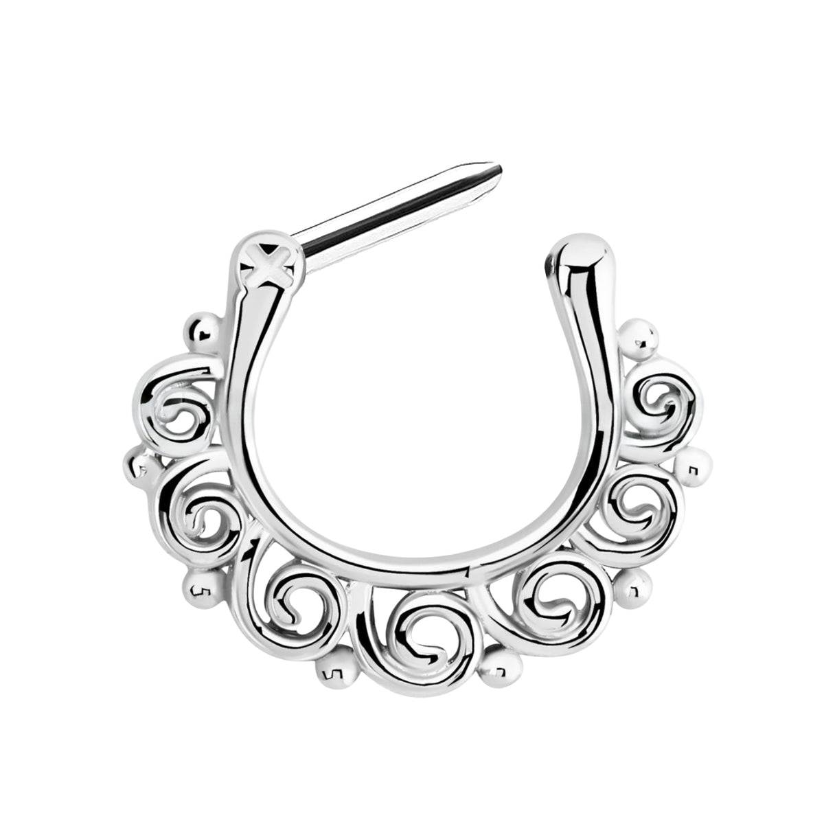 Surgical Steel 16 Gauge Swirl Hinged Septum Clicker