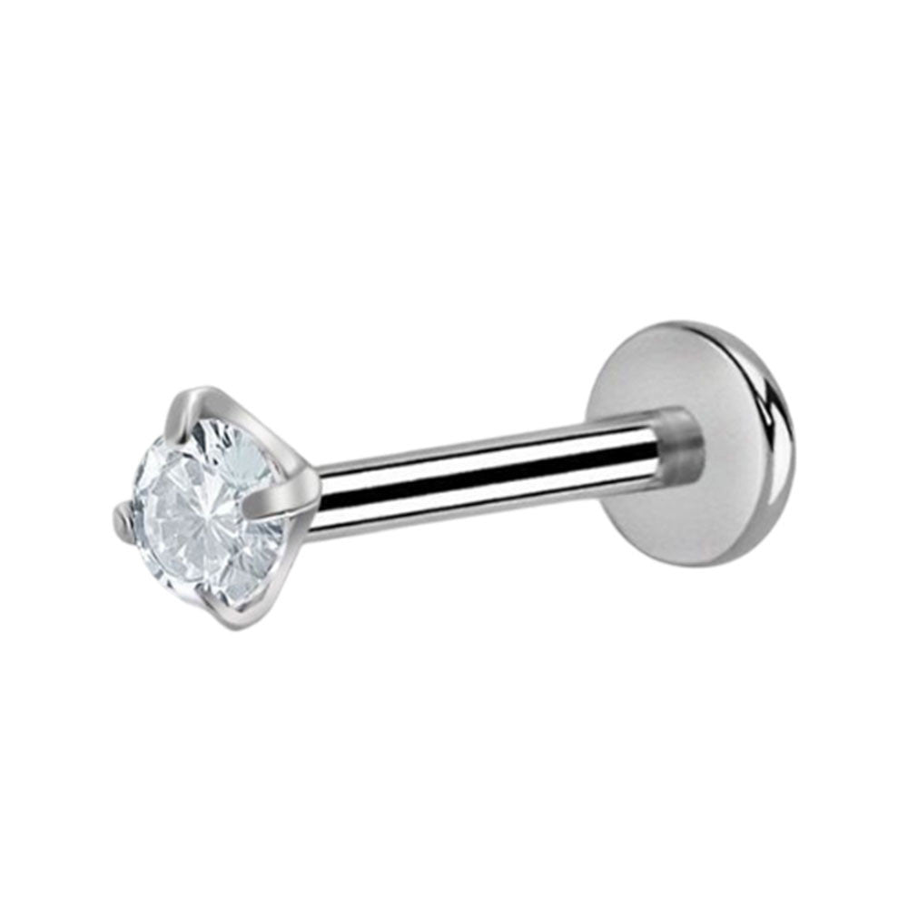 Titanium 16 Gauge Sterilized CZ Labret Studs