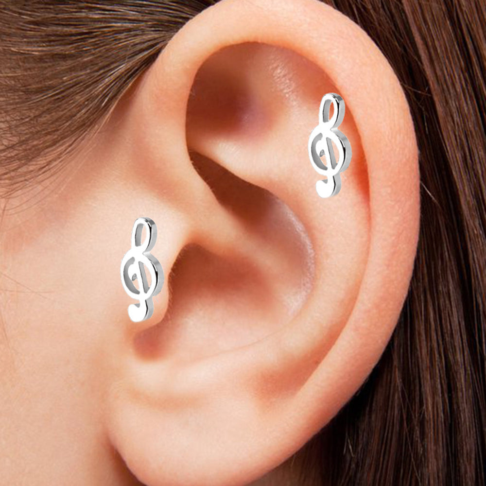 Surgical Steel 16 Gauge Cartilage Barbell with Treble Clef Design - photo 2