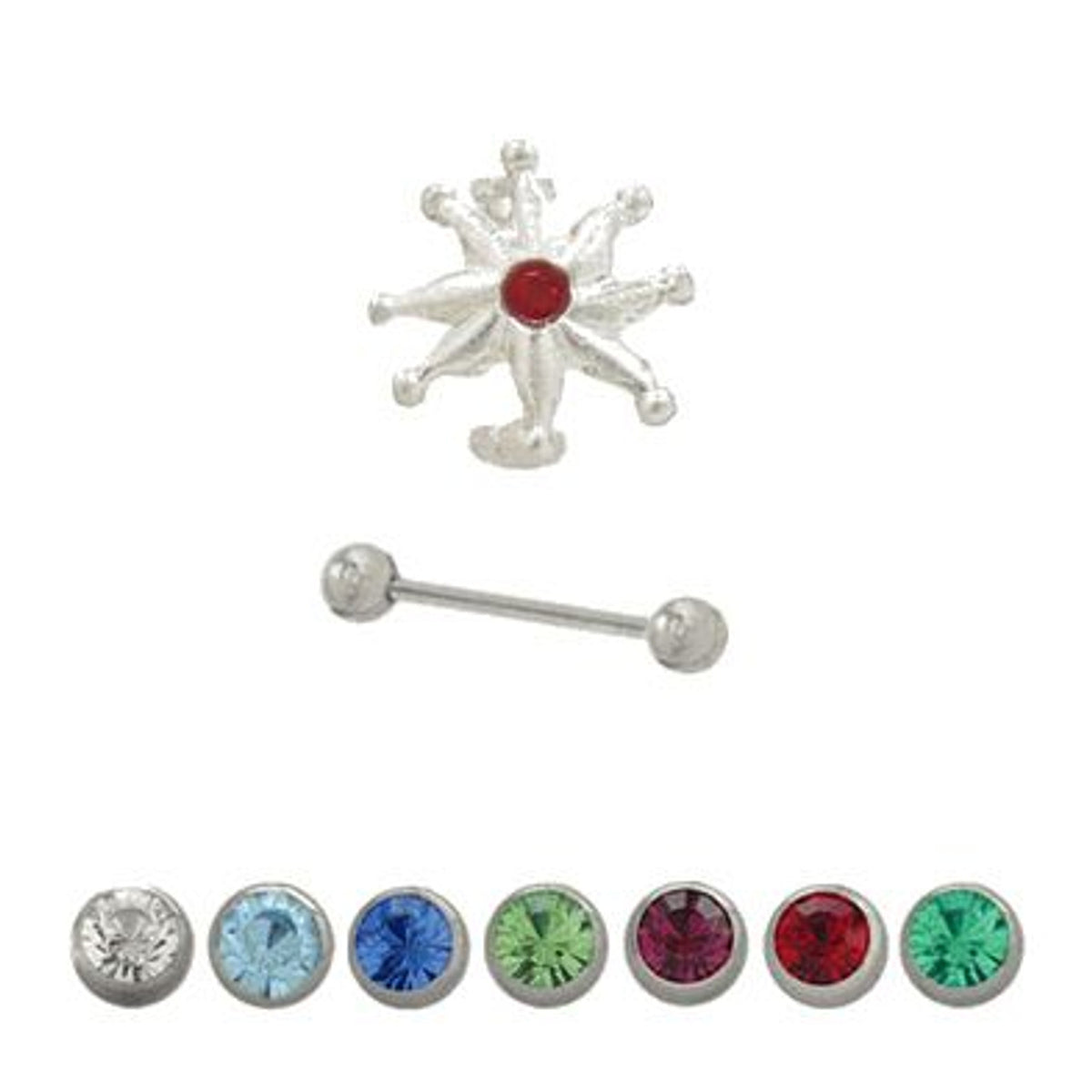 Surgical Steel 16 Gauge Tribal CZ Straight Eyebrow Barbell