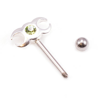 Surgical Steel 16 Gauge Eyebrow Barbell with CZ Triple Moon - photo 2