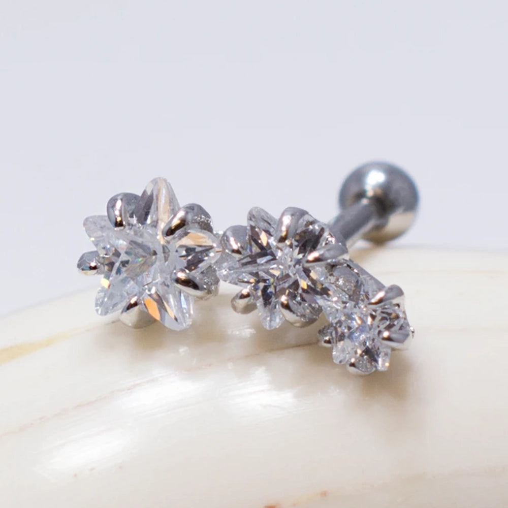 Surgical Steel 16 Gauge Cartilage Barbell with Dragon Claw Triple Star - photo 2