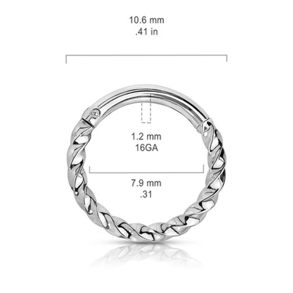 Surgical Steel 16 Gauge Hinged Segment Ring with Twist Rope - photo 2