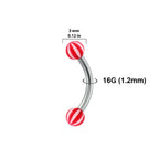 Titanium 16 Gauge UV Glow Beach Ball Curved Barbell