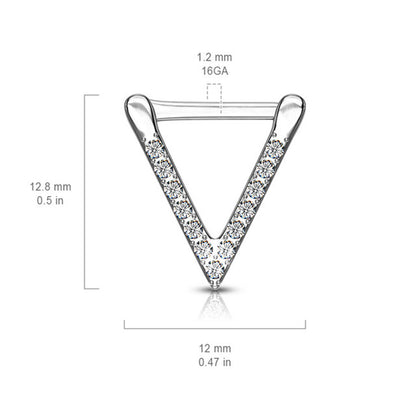 Surgical Steel 16 Gauge Paved CZ Triangle Septum Clicker - 8mm - photo 2