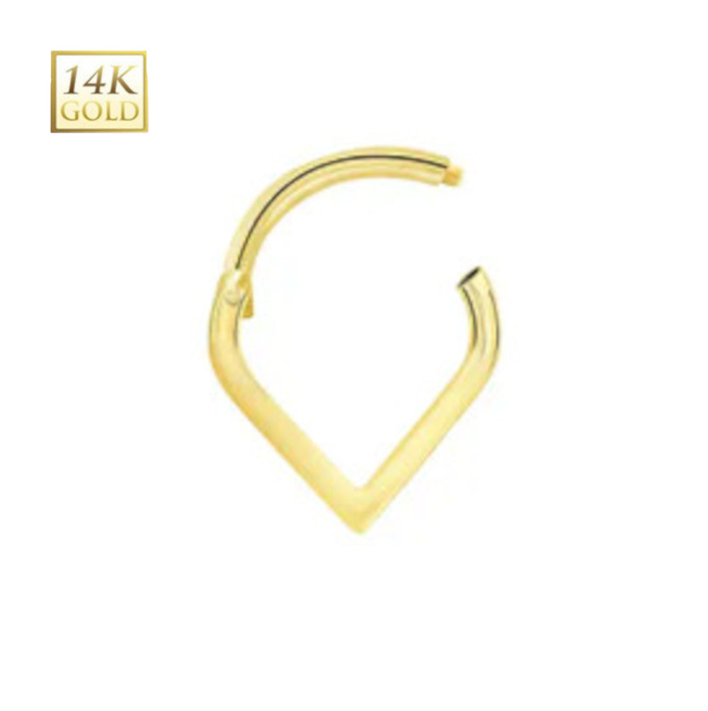 14K Solid Gold 16 Gauge Teardrop Hinged Segment Ring